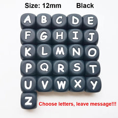 100pc Silicone Letter Beads for Insert Name on Pacifier Chain Clips 10MM 12MM Chewing Alphabet Beads for Baby Necklace Teethers
