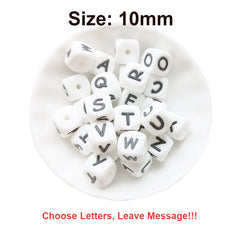 100pc Silicone Letter Beads for Insert Name on Pacifier Chain Clips 10MM 12MM Chewing Alphabet Beads for Baby Necklace Teethers