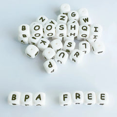 100pc Silicone Letter Beads for Insert Name on Pacifier Chain Clips 10MM 12MM Chewing Alphabet Beads for Baby Necklace Teethers