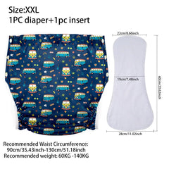 Ice Silk Adult Cloth Disaper Waterproof Old Man's Diaper Pants Reusable Diapers Trouser Pocket Anti-leak Breathable Nappy Pads