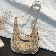 Women Suede Crossbody Bag Leopard Print Shoulder Bag Tote Bag with Multi-Pocket Handbag Adjustable Strap Hobo Bag Messenger Bag