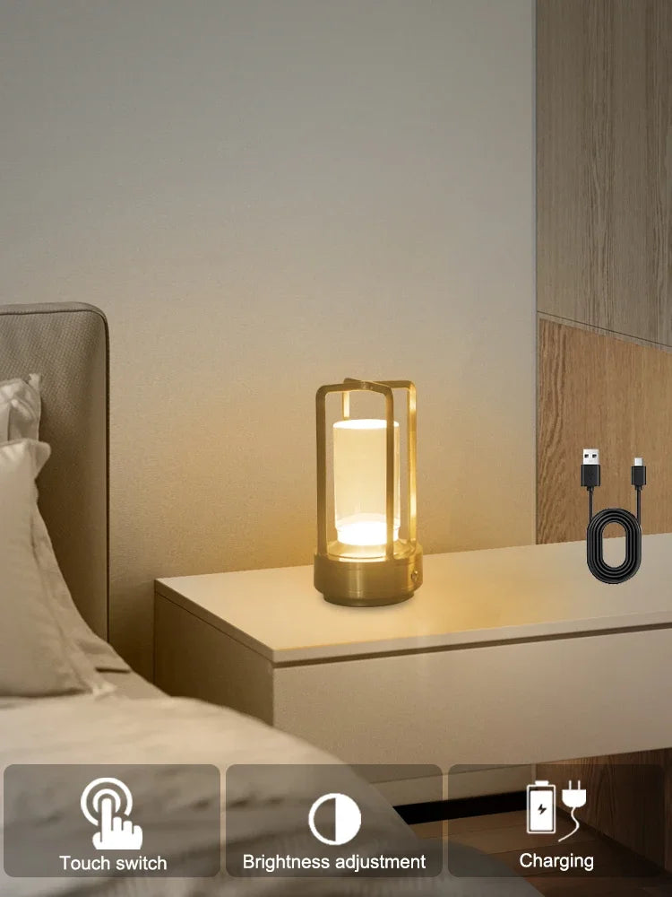 Night light black gold silver table lamp touch USB charging ambient light suitable for bedrooms living rooms