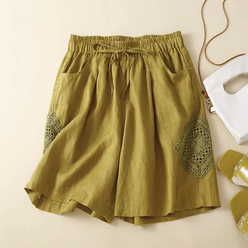 Loose Wide Leg Shorts for Women Clothes Bottom Casual Vintage Sexy Short Woman Harajuku Summer Cotton Linen Ladies Trousers