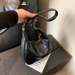 Shoulder Bag for Women Adjustable Strap Crescent Bag PU Leather Solid Crossbody Bag Handbag for Work Travel