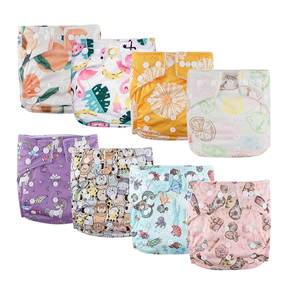 Best Baby Gift Set 8 pcs High Quality Eco-friendly Reusable Baby Cloth Diapers Ideal Baby Shower Present