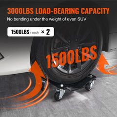 SucceBuy Car Tire Wheel Trolley Dollies 2/4PCS 1500Lbs Weight Capacity Vehicle Skates Moving Tire 4 Casters Auto Repair Mover