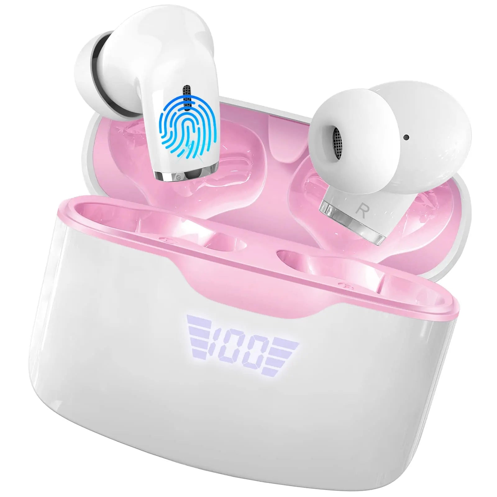 Wireless Earbud, Bluetooth 5.3 Headphones Built in Noise Cancelling Mic, 40H Playtime LED Display Wireless Earphones.