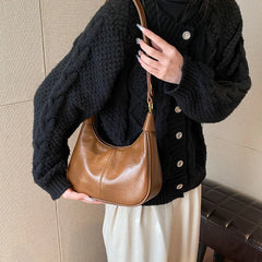 Shoulder Bag for Women Adjustable Strap Crescent Bag PU Leather Solid Crossbody Bag Handbag for Work Travel