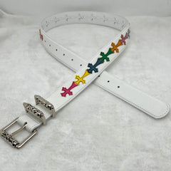 Spring and summer personalized belt with lychee pattern and colorful Kro new style belt for men and women, artistic youth belt