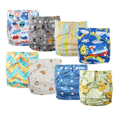 Best Baby Gift Set 8 pcs High Quality Eco-friendly Reusable Baby Cloth Diapers Ideal Baby Shower Present