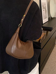 Shoulder Bag for Women Adjustable Strap Crescent Bag PU Leather Solid Crossbody Bag Handbag for Work Travel