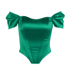 Summer new Elegant Satin Sexy Corset Top Corset Summer Fashion T-Shirt Sleeveless Backless Club Party Clothing Women's Short Top