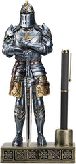 King's Guard Knight Pen Holder Statue Office Men's Pen Holder Desk Organizer Complimentary Top Series 9.45 inches (blue)