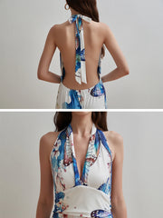 2025 Fashion Women'S Long Dress Swing A Line Floral Casual Dress Fashion Streetwear Outdoor Daily Date Print Sleeveles Dressees