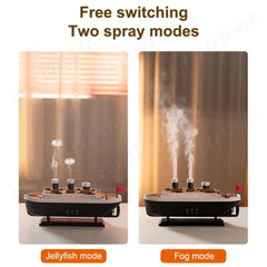 Ship Model Decoration Air Humidifier 250ml Ocean Liner Essential Oil Diffuser Jellyfish Smoke Ring Spray Aroma Diffuser For Home