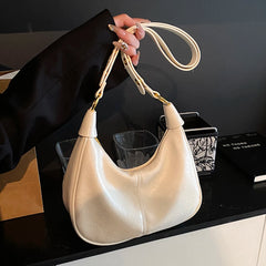 Shoulder Bag for Women Adjustable Strap Crescent Bag PU Leather Solid Crossbody Bag Handbag for Work Travel