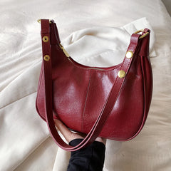 Shoulder Bag for Women Adjustable Strap Crescent Bag PU Leather Solid Crossbody Bag Handbag for Work Travel