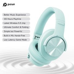 Picun B8 Wireless Headset HIFI Surround Bluetooth Headphones 40MM 50MS Low-Latency HD Mic 120H Game Mode Touch Control Foldable