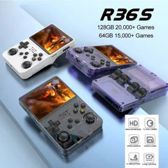 Open Source R36S Retro Video Game Console 128G 40000 Handheld Video Player Linux System 3.5-inch IPS Screen Portable Pocket Gift