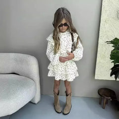 2025 Spring New Trending Children Clothing Set Girl's Dress Autumn Floral Lace Shirt+Cake Skirt Two-piece Set