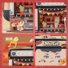 CUTEBBE 3D Wooden Puzzle DIY Doll House Book Nook Kit with LED Light Bookshelf Insert TaleBox Corner Record Store For Home Decor