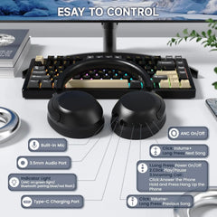 ATTACK SHARK G300 Wireless Bluetooth Headphone with ENC Noise Cancellation, Rechageable Over Ear Headset, 3.5MM Audio Jack