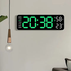 12 Inch Smart Mute LED Electronic Night Alarm Wall Clock Modern Desk Clock Minimalist Thermometer Calendar Time Cube Home Decor