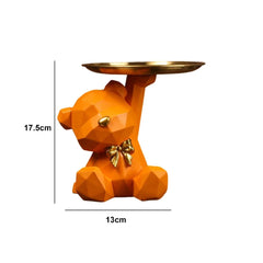 Geometric Bear Key Holder Figurine Entrance Crafts Resin Desk Decoration Candy Sundries Household Supplies for Living Room Home