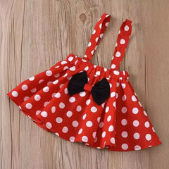 Minnie Mouse Girl Suit Children's Dress Baby Clothes Set Summer Birthday Costume Polka Dot Sundress Bow Headband Skirt Set