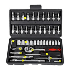 46pcs Socket Wrench Set Motorcycle Car Repair Tool Repair Ratchet Screwdriver Combination Household DIY Mechanical Tool Box