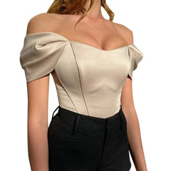 Summer new Elegant Satin Sexy Corset Top Corset Summer Fashion T-Shirt Sleeveless Backless Club Party Clothing Women's Short Top