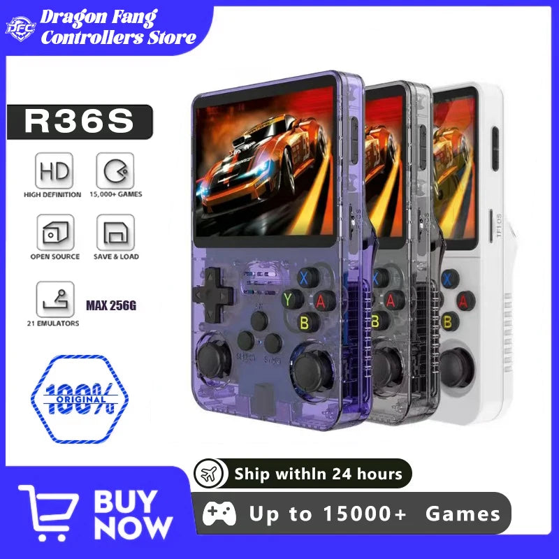 Open Source R36S Retro Video Game Console 128G 40000 Handheld Video Player Linux System 3.5-inch IPS Screen Portable Pocket Gift