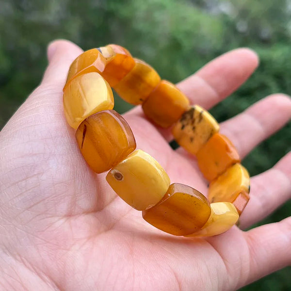 Natural Amber Bracelets&Bangles Women Adult Trendy Handmade White Old Amber New Unique Real Baltic Amber Jewelry Gift Wholesale