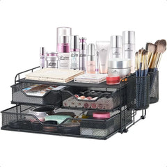 Computer Monitor Stand with 2 Pen Holders and Drawers Desk Drawer Organizer Tray for Workspace Office Supplies Desk Organizers