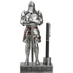 King's Guard Knight Pen Holder Statue Office Men's Pen Holder Desk Organizer Complimentary Top Series 9.45 inches (blue)