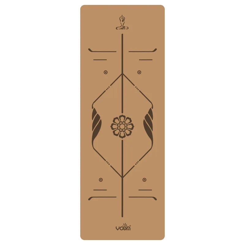 2025 New Cork & Natural Rubber Luxury Yoga Mat with Laser-Engraved Alignment Lines - Shock Absorption, Anti-Slip, Noise Reductio