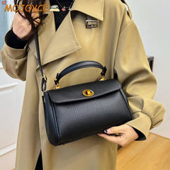 PU Leather Top Handle Bag for Women Large Capacity Vintage Shoulder Bag Versatile Crossbody Bags Simple Small Handbag Tote Purse