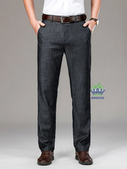 Brand Clothing Luxury Lyocell Fabric Men's Jeans Classic Business Straight Denim Pants Work Office Trousers Male Plus Size 40 42