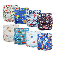 Best Baby Gift Set 8 pcs High Quality Eco-friendly Reusable Baby Cloth Diapers Ideal Baby Shower Present