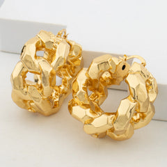 African Luxury 18K Gold Plated Earrings Dubai Hoop Earrings For Women Jewelry Sets Indian Nigerian Wedding Jewellery Party Gifts