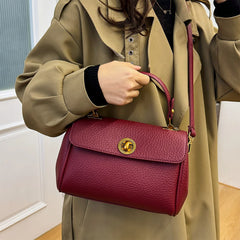 PU Leather Top Handle Bag for Women Large Capacity Vintage Shoulder Bag Versatile Crossbody Bags Simple Small Handbag Tote Purse