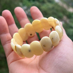 Natural Amber Bracelets&Bangles Women Adult Trendy Handmade White Old Amber New Unique Real Baltic Amber Jewelry Gift Wholesale