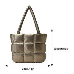 Winter Women Space Cotton Purse&Handbag Casual Ladies Shoulder Bag Fashion Puffy Down Shopper Tote Bag New Quilted Padded Bolsas