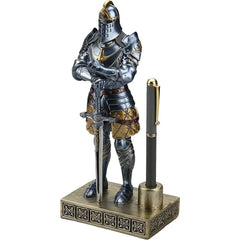 King's Guard Knight Pen Holder Statue Office Men's Pen Holder Desk Organizer Complimentary Top Series 9.45 inches (blue)