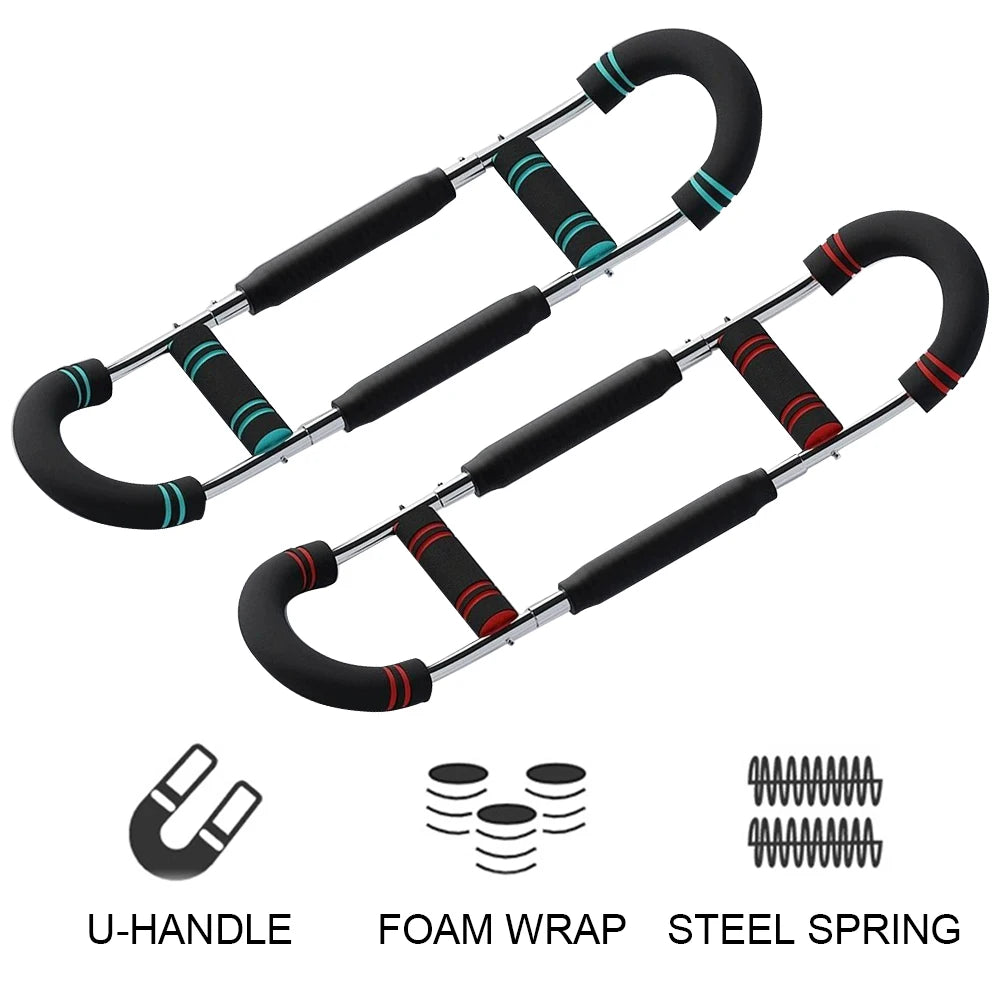 Adjustable Arm Trainer with Foam Handle Wrist Strength Exerciser U-Shaped Chest Expander for Indoor Outdoor Fitness Equipment