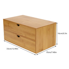 4 Drawer/2 Drawer Mini Bamboo Desk Drawer Tabletop Storage Organization Box for Office Home Toiletries Supplies