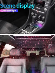 4 in 1 Car Charger With Starry Sky SpotlightRetractable Car Charger With Charging Cable And 2Charging Port Universal Car Charger