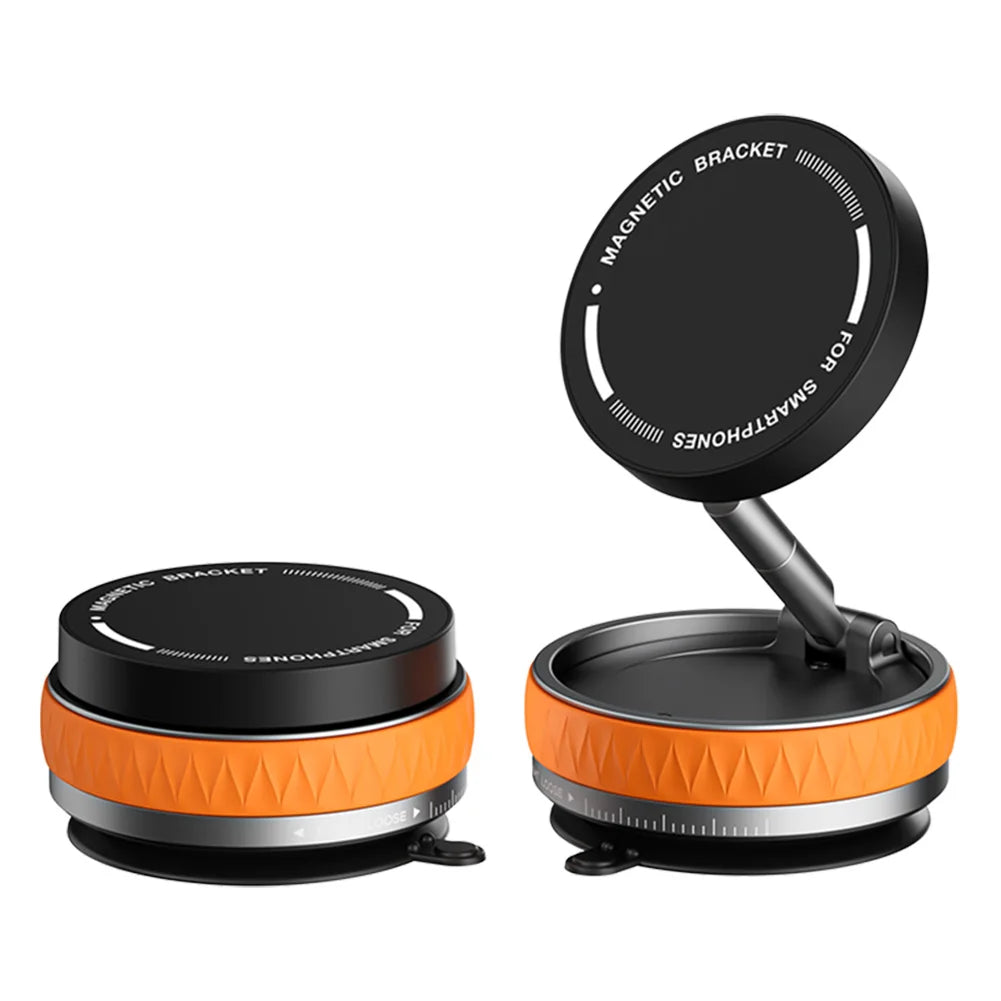 360° Adjustable Vacuum Magnetic Suction Cup Phone Holder Double Sided Magnetic Car Phone Holder Folding Stand For Magsafe iPhone