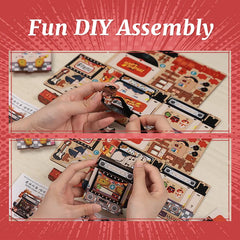 CUTEBBE 3D Wooden Puzzle DIY Doll House Book Nook Kit with LED Light Bookshelf Insert TaleBox Corner Record Store For Home Decor