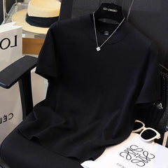 Simplicity Ice Silk Loose Temperament Tops Summer New Short Sleeve O-neck Solid Vintage T Shirts Fashion Casual Women Clothing